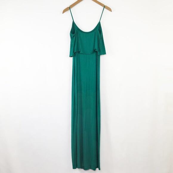Lulus Flounce Green Knit Slit Maxi Dress NWOT - Picture 5 of 13